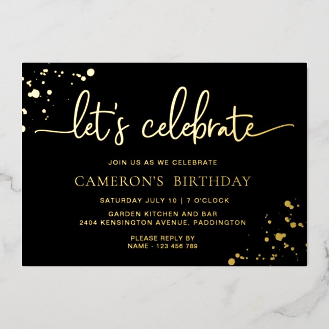 Invitación Con Relieve Metalizado El Día del Aniversario del Oro Negro (Anverso)