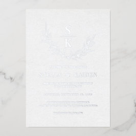 Invitación Con Relieve Metalizado El follaje moderno deja la línea de arte elegante 