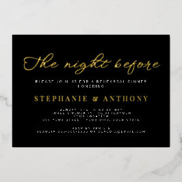 Invitación Con Relieve Metalizado El negro minimalista y el oro la noche antes del B