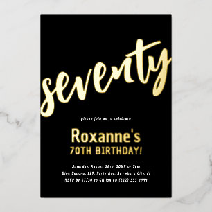 Invitación Con Relieve Metalizado El oro de lujo "setenta" hito 70 cumpleaños