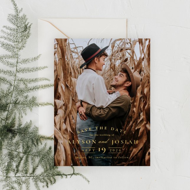 Invitación Con Relieve Metalizado El oro elegante salva la fecha (Subido por el creador)