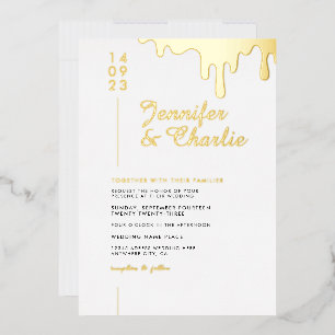 Invitación Con Relieve Metalizado El oro moderno minimalista lleva a la elegante bod