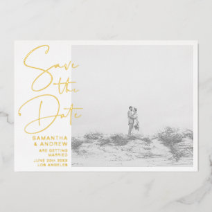 Invitación Con Relieve Metalizado El oro moderno salva la foto de la tipografía de l