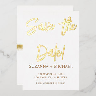 Invitación Con Relieve Metalizado El oro moderno sólo amor, salva la fecha