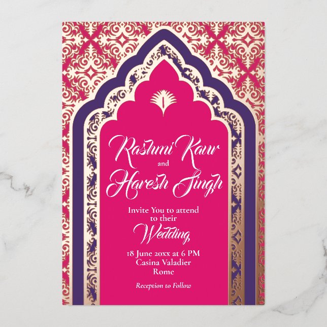 Invitación Con Relieve Metalizado El Portal del Oro (Anverso)