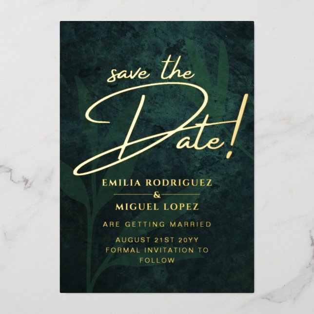 Invitación Con Relieve Metalizado El verdadero verde esmeralda del RELIEVE METALIZAD (Anverso)