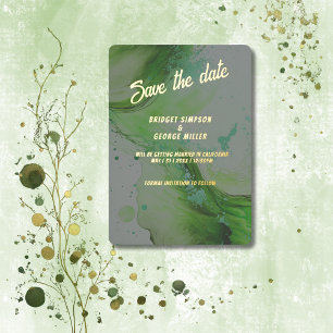 Invitación Con Relieve Metalizado El verde esmeralda salva la fecha Relieve metaliza