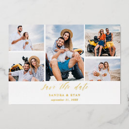 Invitación Con Relieve Metalizado Ele Chic 5 Multi Foto Save the Date