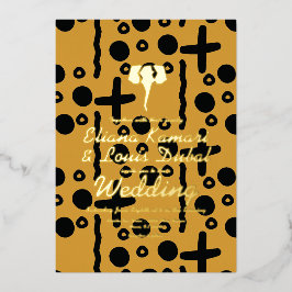 Invitación Con Relieve Metalizado  Elefante Étnico Africano Indio Boda Prensado 