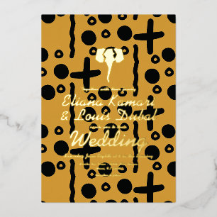 Invitación Con Relieve Metalizado  Elefante Étnico Africano Indio Boda Prensado 
