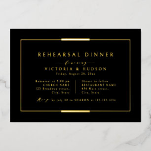 Invitación Con Relieve Metalizado Elegancia enmarcada cena de ensayo simple negro or