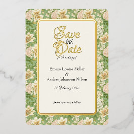 Invitación Con Relieve Metalizado Elegancia manchada, Tiger Lilies, Salven la fecha,