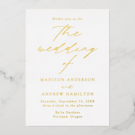 Invitación Con Relieve Metalizado Elegancia Moderna Boda de Oro