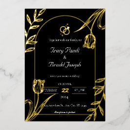 Invitación Con Relieve Metalizado Elegancia opulenta: Boda negro y oro