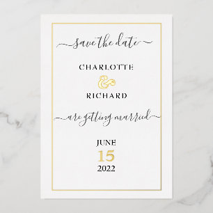 Invitación Con Relieve Metalizado Elegancia simple, GUARDAR LA FECHA,
