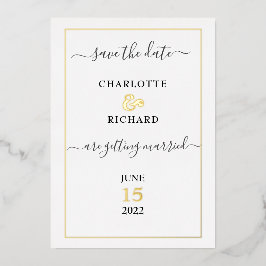 Invitación Con Relieve Metalizado Elegancia simple, GUARDAR LA FECHA,