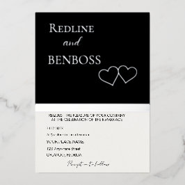 Invitación Con Relieve Metalizado Elegant Black and white Wedding Invitation Silver