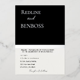 Invitación Con Relieve Metalizado Elegant Black and white Wedding Invitation Silver