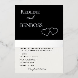 Invitación Con Relieve Metalizado Elegant Black and white Wedding Invitation Silver