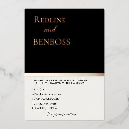 Invitación Con Relieve Metalizado Elegant Black & white Wedding Invitation Rose Gold