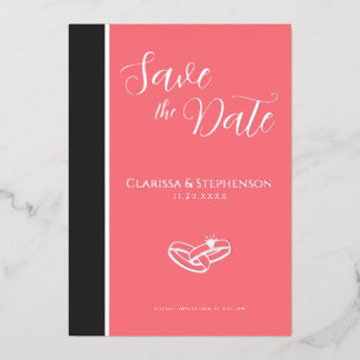 Invitación Con Relieve Metalizado Elegant Blush Pink Anthracite Save The Date
