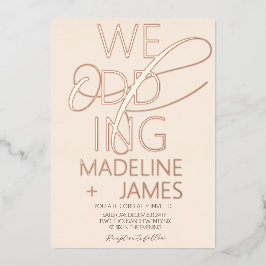 Invitación Con Relieve Metalizado ELEGANT Boda Rústica Tono Scripted 