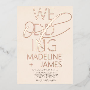 Invitación Con Relieve Metalizado ELEGANT Boda Rústica Tono Scripted