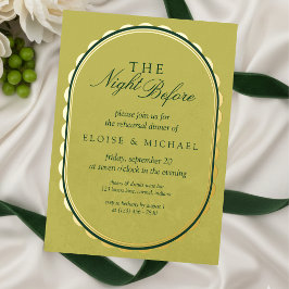 Invitación Con Relieve Metalizado Elegant Chartreuse Scalloped Oval Rehearsal Dinner