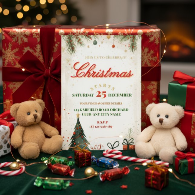 Invitación Con Relieve Metalizado Elegant Christmas Invitation (Subido por el creador)