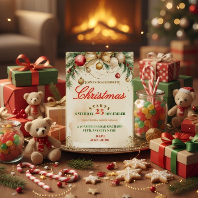 Invitación Con Relieve Metalizado Elegant Christmas Invitation Card (Subido por el creador)