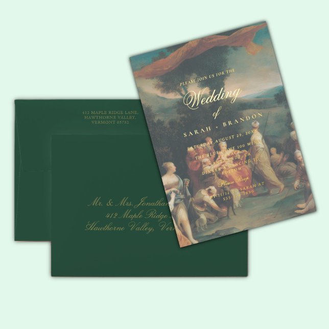 Invitación Con Relieve Metalizado Elegant Classic Old painting Wedding (Subido por el creador)