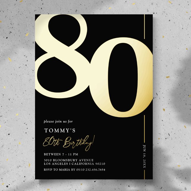 Invitación Con Relieve Metalizado Elegant Eighty 80th Birthday Party Foil Invitation (Subido por el creador)
