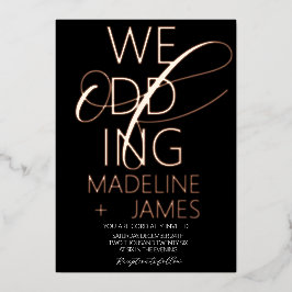 Invitación Con Relieve Metalizado ELEGANT Escritura Boda Oro Rosa 