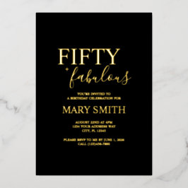 Invitación Con Relieve Metalizado Elegant Fifty and Fabulous 50th Birthday Party