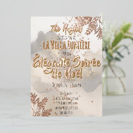 Invitación Con Relieve Metalizado Elegant Gold Foil Christmas Party Invite