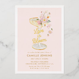 Invitación Con Relieve Metalizado Elegant Love in Bloom Bridal Brunch