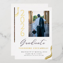 Invitación Con Relieve Metalizado Elegant Minimalist Foil Graduation Announcement
