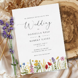 Invitación Con Relieve Metalizado Elegant Minimalist Whimsical Wildflower Wedding