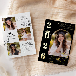 Invitación Con Relieve Metalizado Elegant Modern Classic Graduation party Hand drawn