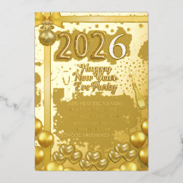 Invitación Con Relieve Metalizado Elegant New Year Eve Party Invitation Foil Card