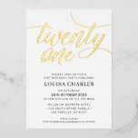 Invitación Con Relieve Metalizado ELEGANT SCRIPT 21ª fiesta de cumpleaños oro elegan<br><div class="desc">por kat massard >> https://linktr.ee/simplysweetpaperie <<< Un diseño de invitación con letras a mano y a la moda para su cumpleaños 21 - Tengo la mayoría de las edades disponibles en la tienda TIP: 1. Para cambiar/mover gráficos y fuentes y añadir más texto, pulse el botón "personalizar". - - -...</div>