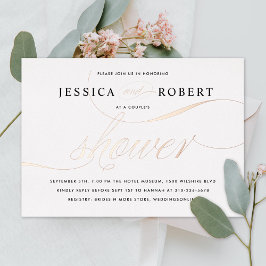 Invitación Con Relieve Metalizado Elegant Script Fiesta de Despedida de Soltera Rosa