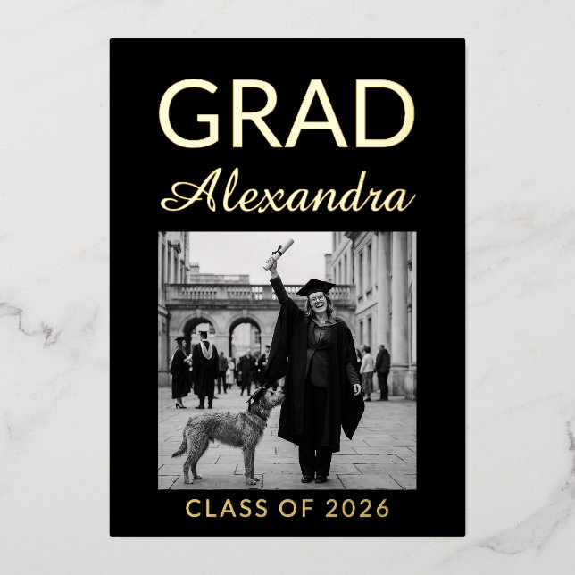 Invitación Con Relieve Metalizado Elegant Veterinary Medicine Graduation Party (Anverso)