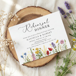 Invitación Con Relieve Metalizado Elegant Wildflower Wedding Rehearsal Dinner
