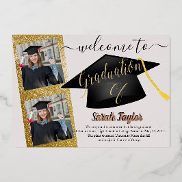 Invitación Con Relieve Metalizado Elegante 4 Graduación fotográfica