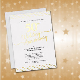Invitación Con Relieve Metalizado Elegante 50° Aniversario Boda de Oro