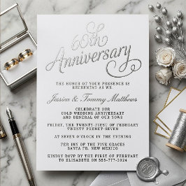 Invitación Con Relieve Metalizado Elegante 60º Aniversario de Bodas de Diamante Real