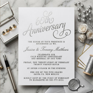 Invitación Con Relieve Metalizado Elegante 60º Aniversario de Bodas de Diamante Real