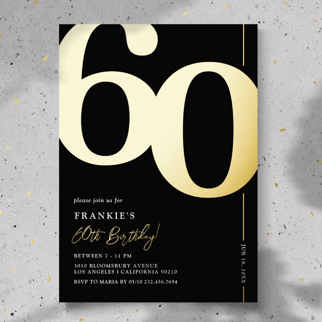 Invitación Con Relieve Metalizado Elegante 60.º Relieve metalizado de cumpleaños (Subido por el creador)