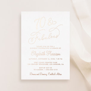 Invitación Con Relieve Metalizado Elegante 70 Y Fabulosa Fiesta de Cumpleaños 70